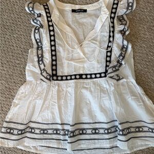 🛍️🛍️Sugarlips White Ruffle Trim Top